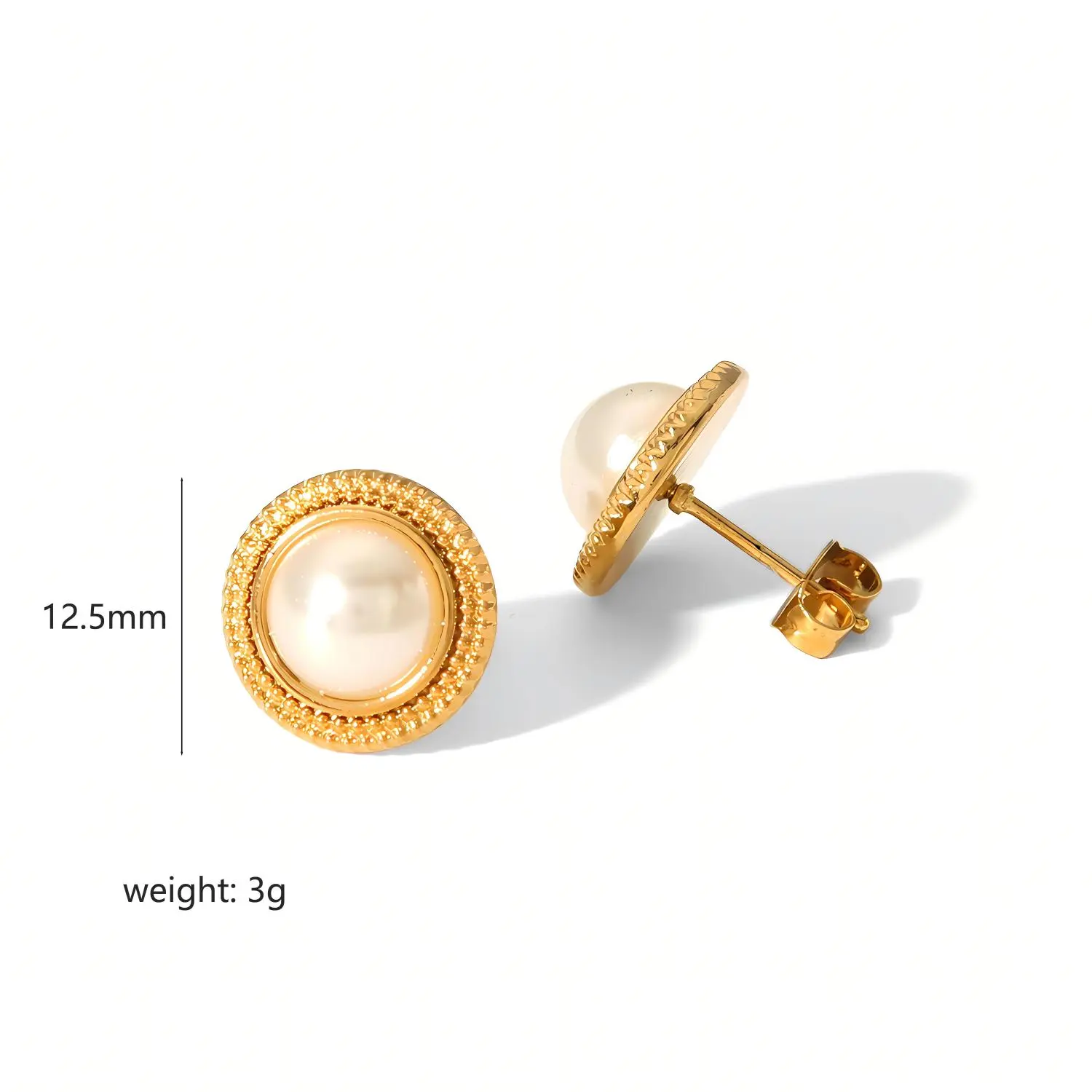 1 Pair Simple Series Elegant Geometric Stainless Steel 18K Gold Plated Artificial Pearl Women's Stud Earrings Picture2